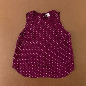 H&M Divided Women's Size 8 Wine Polka Dot Sleeveless Pullover Blouse